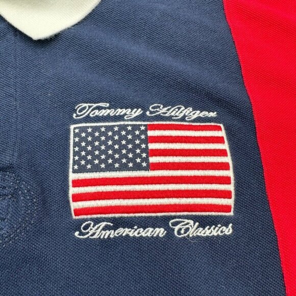 Tommy Hilfiger American Classics Flag Embroidered Polo Shirt Men's XXL RARE Y2K - Picture 4 of 15